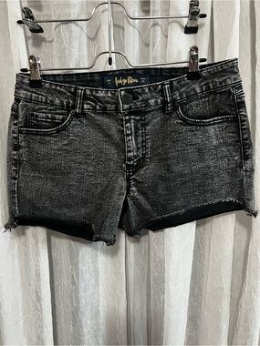 Indigo Rein Black Acid-Wash Denim Cutoff Shorts